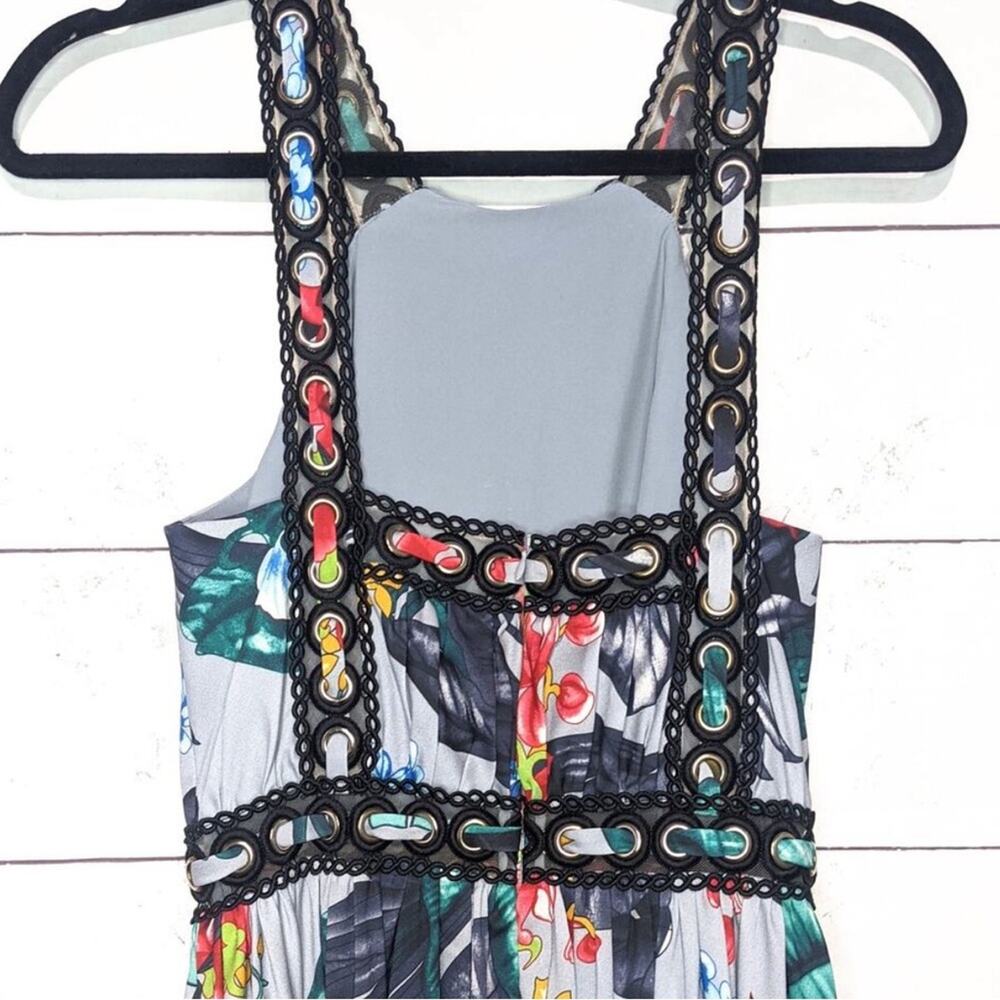 Badgley Mischka Floral Grommet Maxi Cocktail Party Dress - Sz 4 - Picture 6 of 7